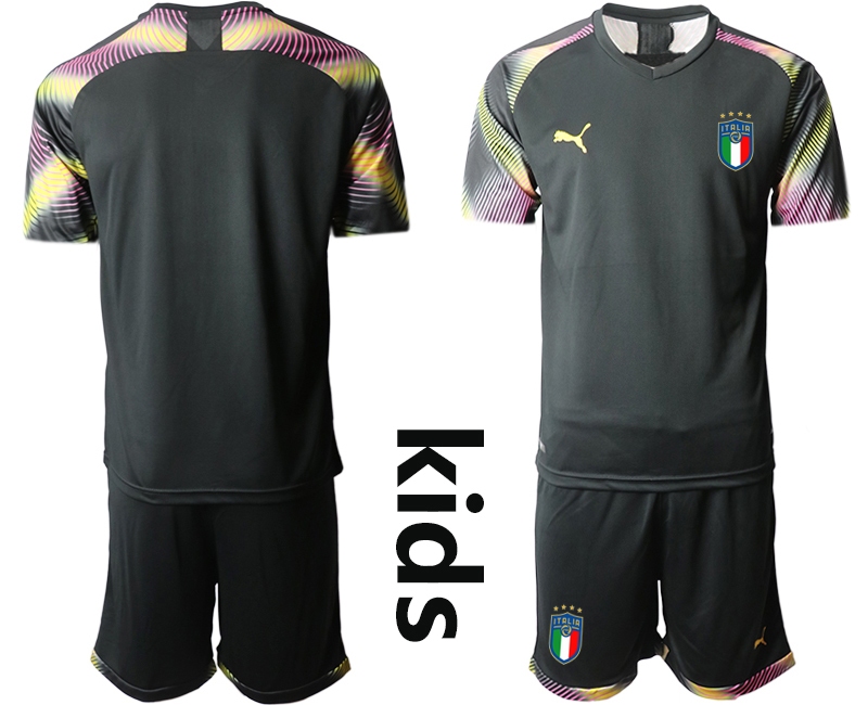 Youth 2021 European Cup Italy black goalkeeper Soccer Jersey